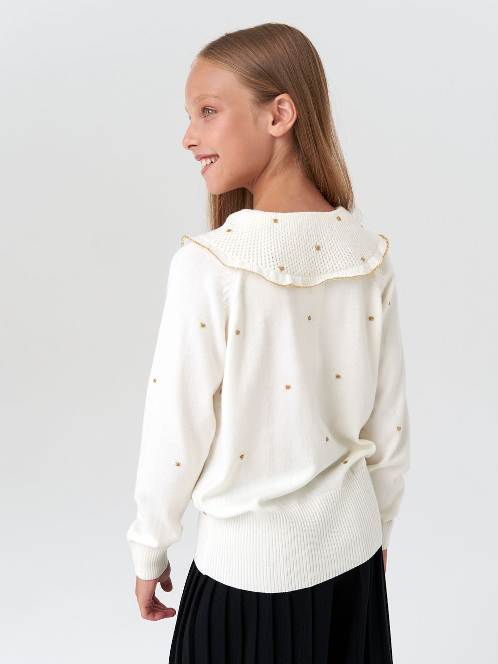 Джемпер для девочки с длинным рукавом AT977-1 молочный