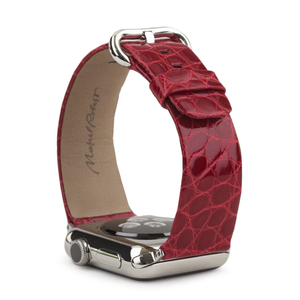 Ремешок для Apple Watch 44/45/46 mm из кожи аллигатора, цвета красный лак