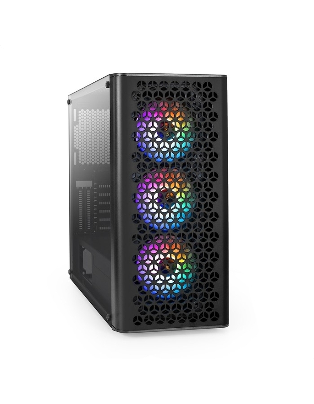 Exegate EX296077RUS Корпус Miditower ExeGate EVO-9202-EVO800 (ATX, БП EVO800RGB с вент. 12 см, с окном, 1*USB+1*USB3.0, аудио, черный, 3 вент. 12см с RGB подсветкой)