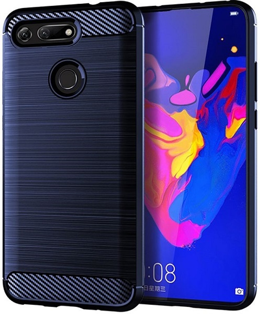 Чехол для Honor V20 (View 20) цвет Blue (синий), серия Carbon от Caseport