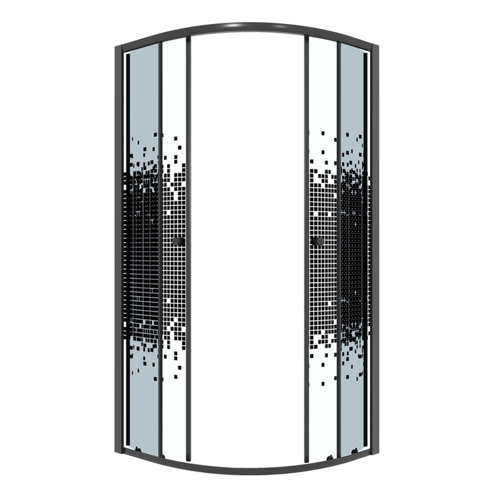 Душевое ограждение Niagara Eco NG-1003-14BLACK (80х80х190) четверть круга,раздвижное,черный,стекло мозаика,1 место