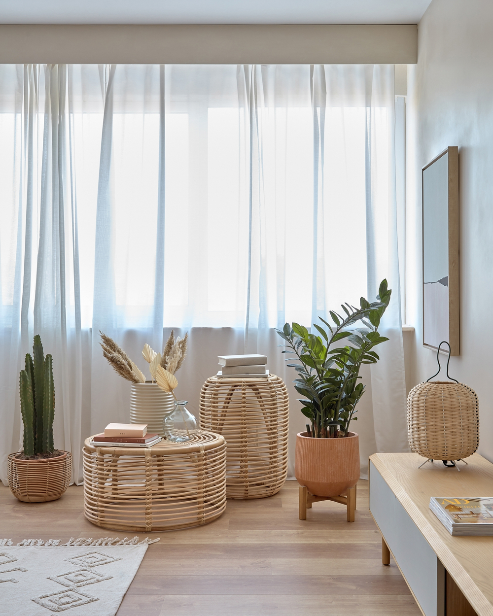 Круглый журнальный столик Kohana из ротанга с натуральной отделкой Ø 65 см