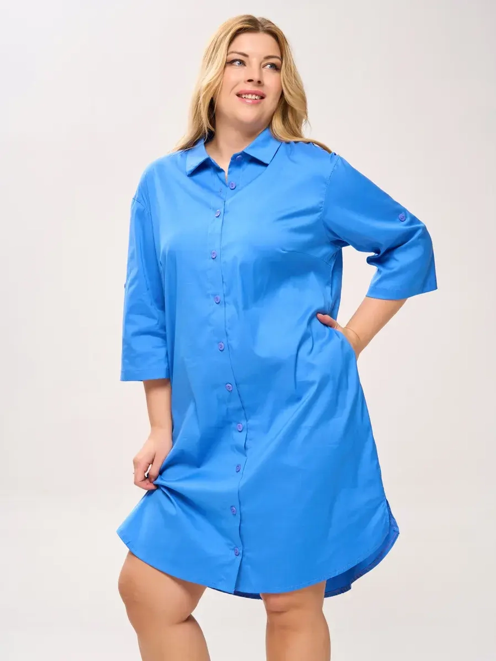 Платье-рубашка с карманами