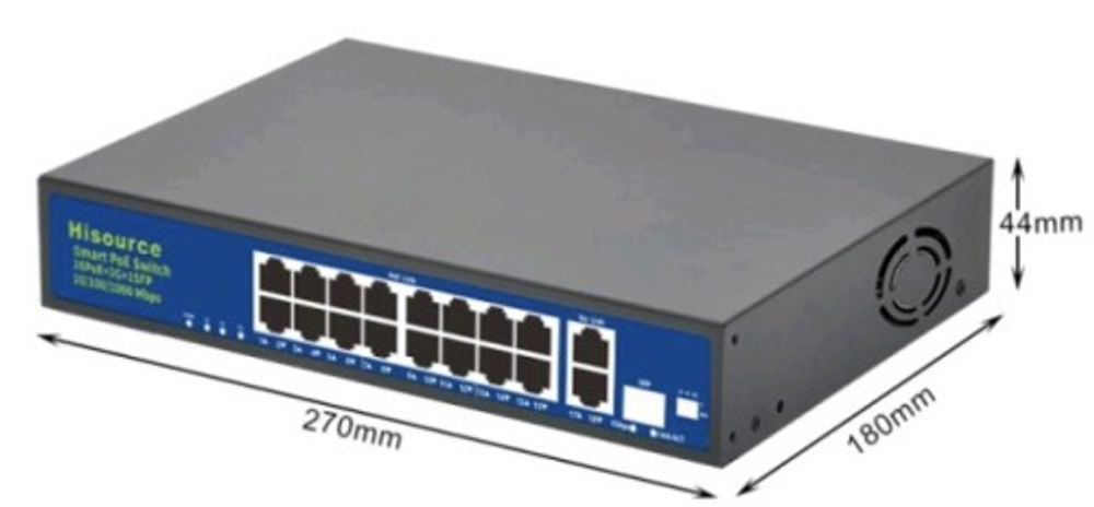 POE-1621GE коммутатор PoE 16+2 гигабитных порта + 1SFP, металлический корпус