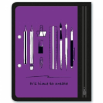 Папка для канц. принадлежностей А5 1 отд. на молнии "Канцелярия на фиолетовом" пластик, УФ печать