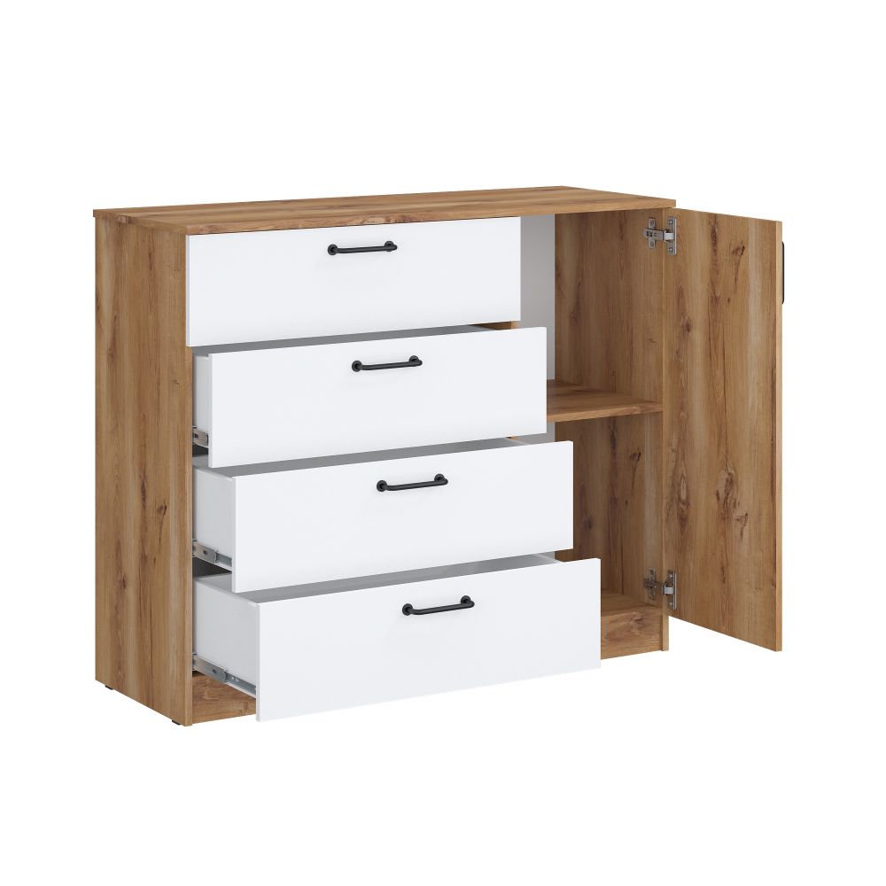 Комод 1200 Сеул (дуб кельтик/белый), МФ 1+1