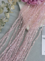 Бусины из хрустального стекла, треугольник, розовый, 4 мм, нить 34 см