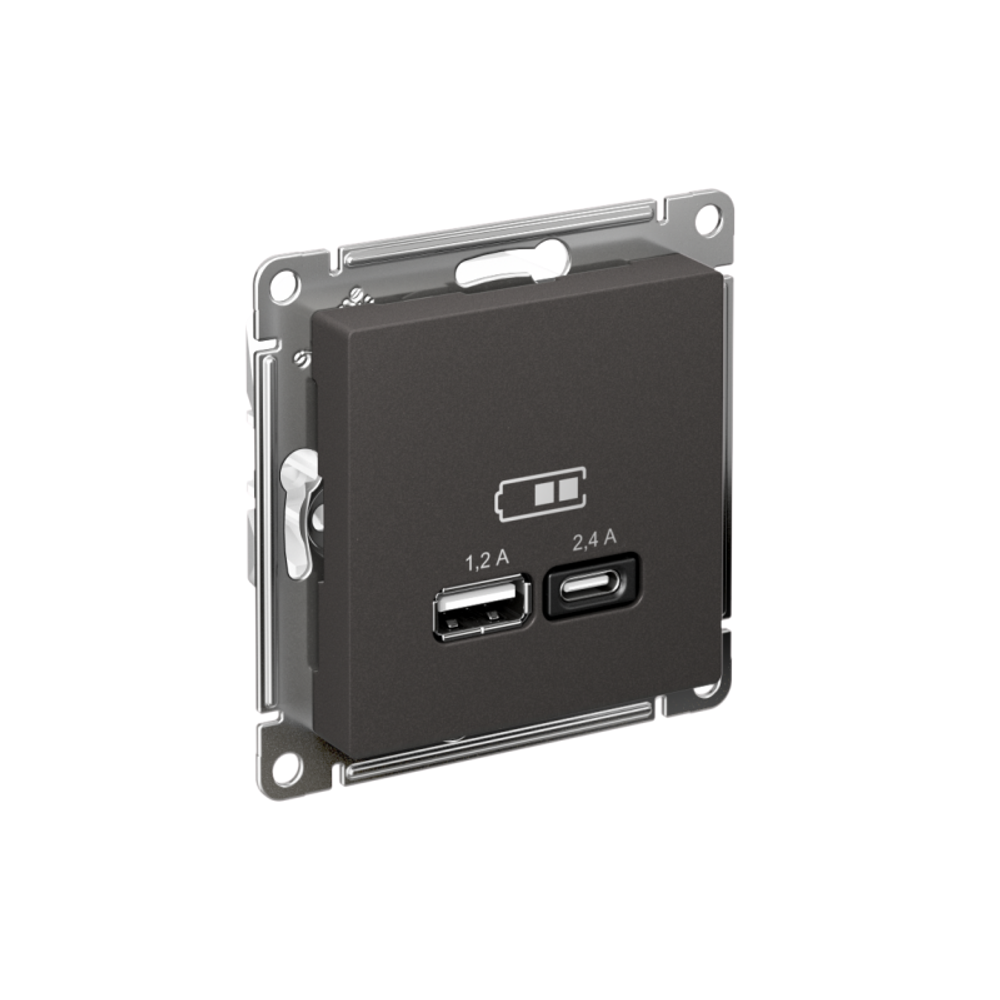 Розетка USB AtlasDesign тип A+C 5В/2.4А 2х5В/1.2А механизм базальт SE ATN001439 Розетка USB AtlasDesign тип A+C 5В/2.4А 2х5В/1.2А механизм базальт SE ATN001439