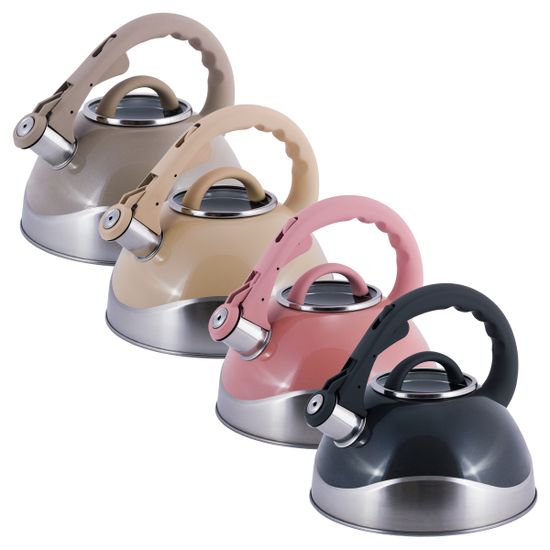 Чайник 3 л. из нержавеющей стали со свистком Kamille KM-0686A и стеклянной крышкой