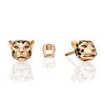 Серьги-пусеты «Леопарды» из красного золота с эмалью