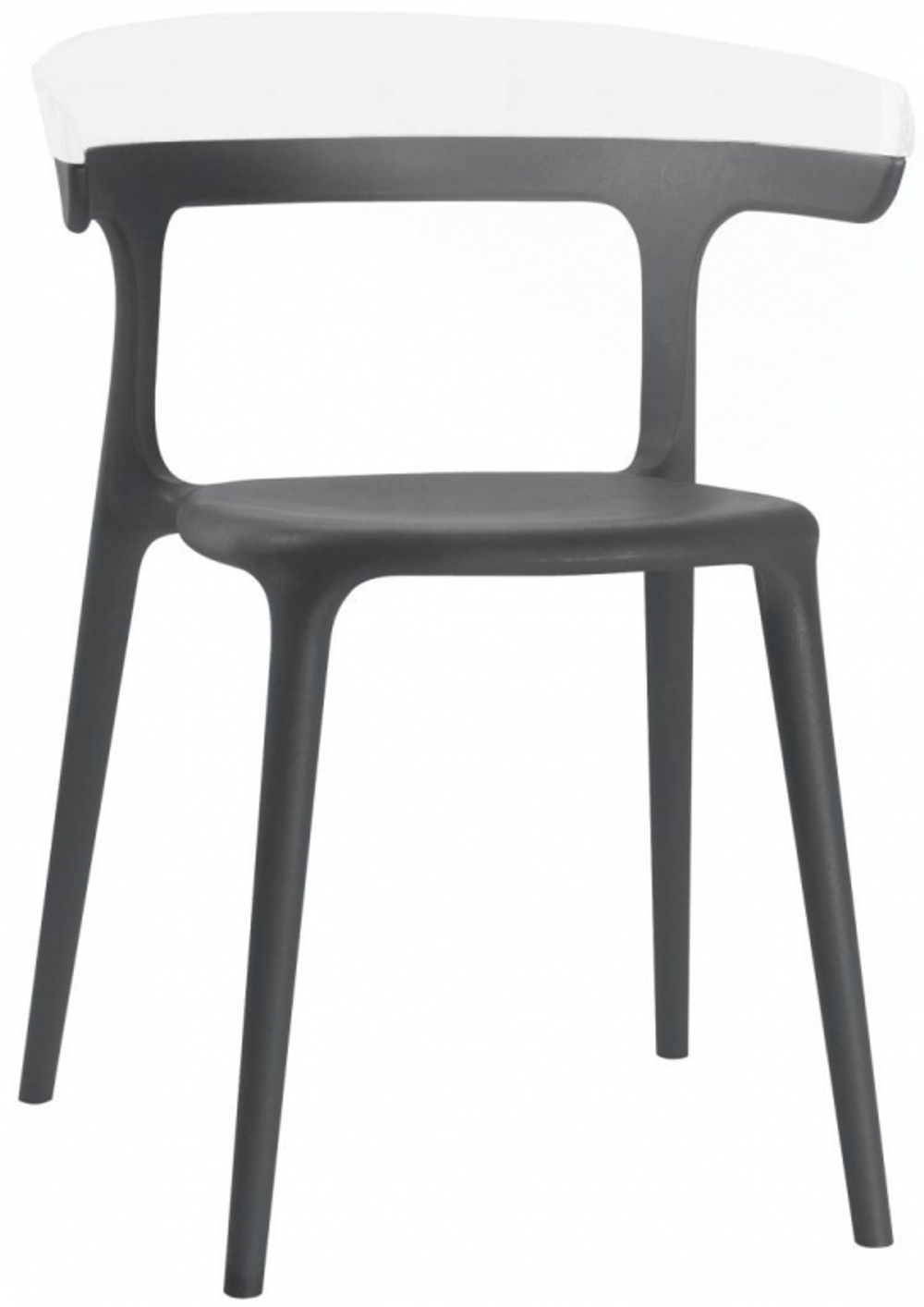 Кресло пластиковое Papatya Luna, антрацит, белый