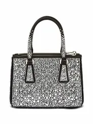 Мини-сумка-тоут Prada Galleria с кристаллами серебряный
