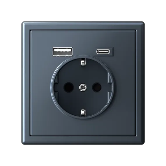 Розетка ArtGallery 16А с 2-мя заряд. устройствами USB A+C 5В/2.4А/3А 2х5В/1.5А механизм грифель SE GAL000732