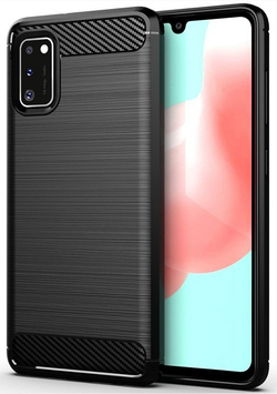 Чехол противоударный для Samsung Galaxy A41 черного цвета, серия Carbon от Caseport