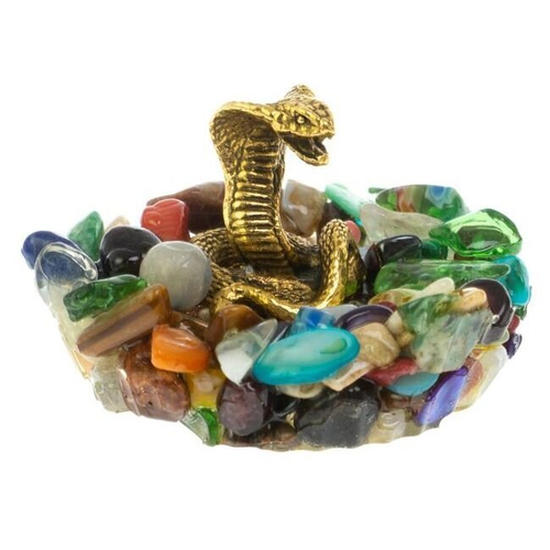 Статуэтка "Кобра" на самоцветах бронза 5х5х4,5 см