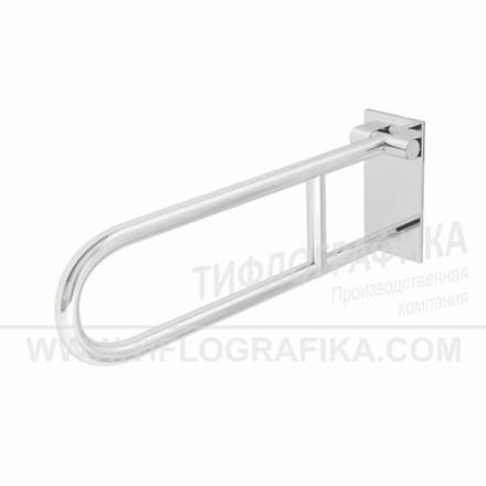 Поручень откидной опорный для санузла, со стопорным механизмом, без бумагодержателя, пристенный, нерж. сталь, 800x230 мм, D38 мм