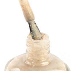 IQ BEAUTY Лак для ногтей профессиональный укрепляющий с биокерамикой #092, 12.5 мл Молочный с золотой поталью, плотный