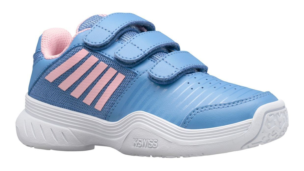 детские Кроссовки теннисные K-Swiss Court Express Strap Omni - silver lake blue/white/orchid pink