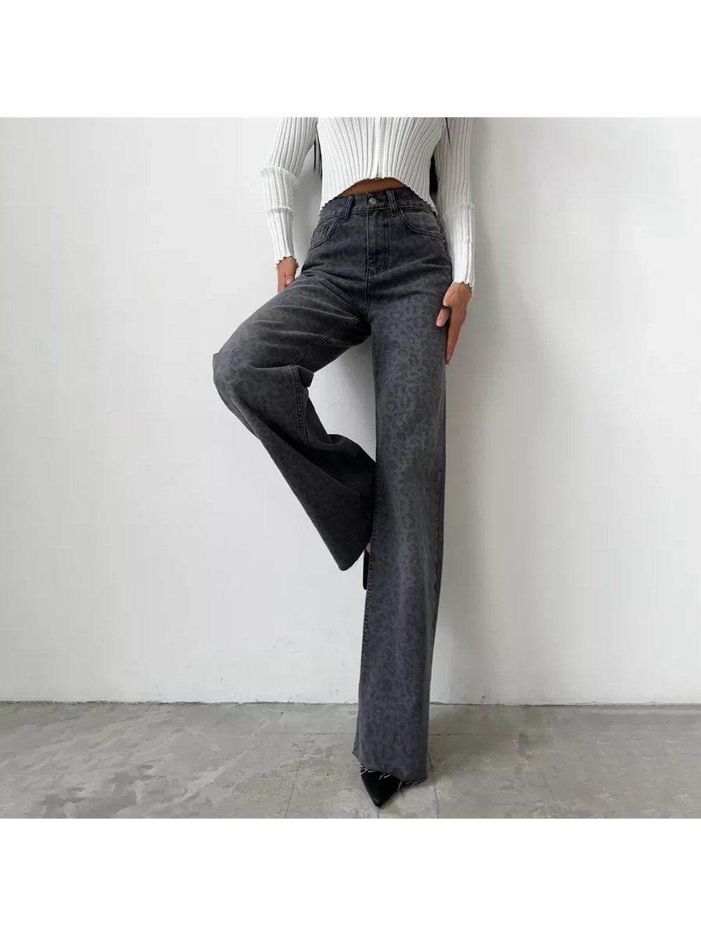 Джинсы леопардовые