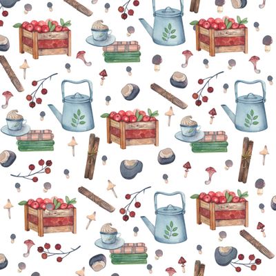 Осенние предметы на белом фоне.