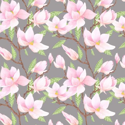 цветущая магнолия на сером