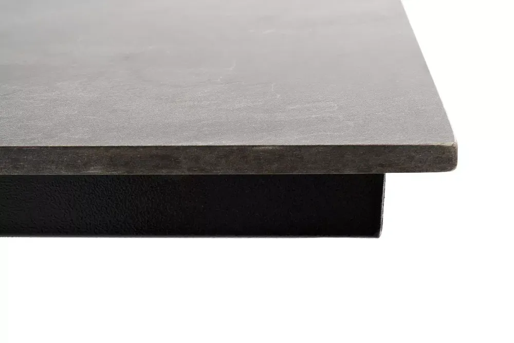 "Каффе" обеденный стол из HPL 140х70см, цвет "серый гранит", подстолье двойное черное