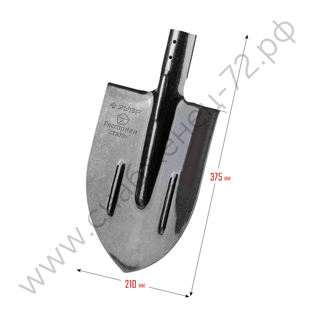 ЗУБР ПРОФИ-5, 375 х 210 мм, полотно рессорная сталь 1.6 мм закалено, c ребрами жесткости, без черенка, тип ЛКО, штыковая лопата, Профессионал (39450)
