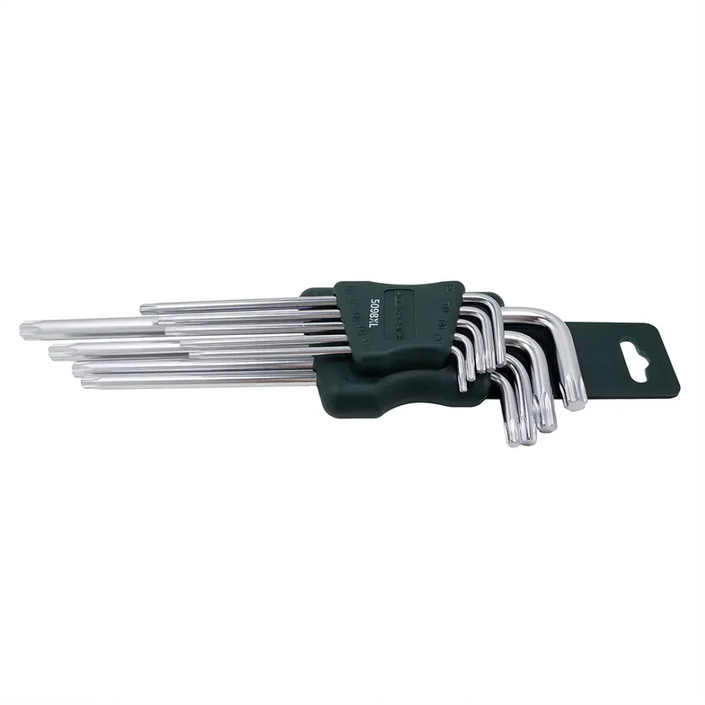 Набор ключей TORX Г-образных экстра длинных, 9пр. (Т10, Т15, Т20, Т25, Т27, Т30, Т40, Т45, Т50) в пластиковом держателе RockForce##Rock FORCE RF-5098XL