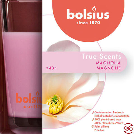 Свеча в стекле ароматическая Bolsius True scents 95/95 магнолия - время горения 43 часа