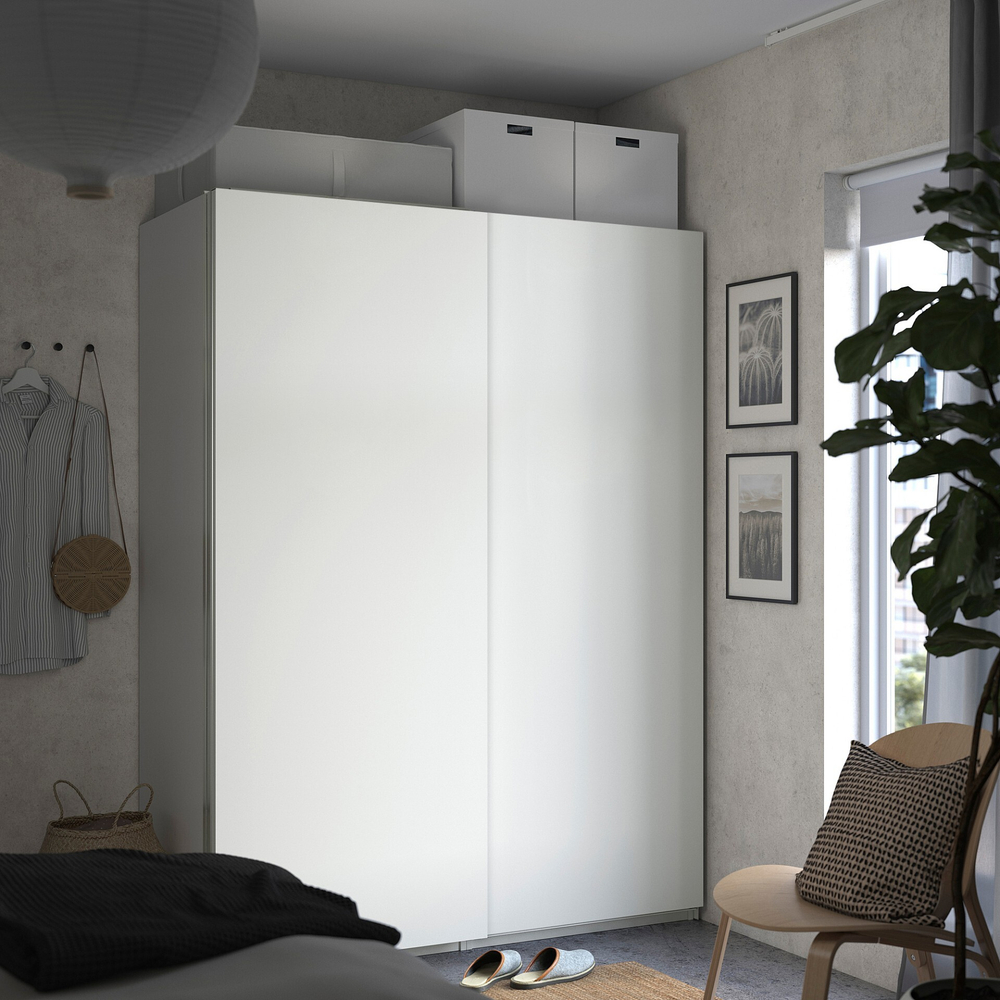 Шкаф-купе PAX HASVIK IKEA (двухсекционный) (белый)  240*60*240