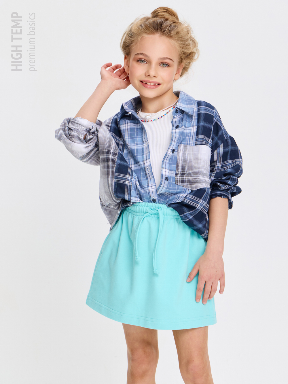 Мини юбка из футера с карманами