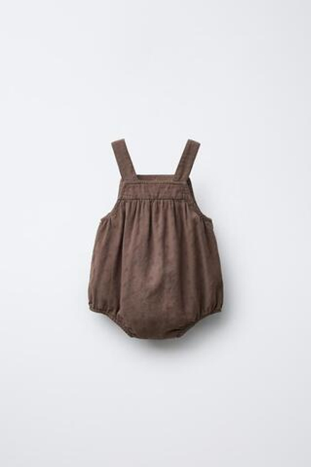 ZARA КОМБИНЕЗОН С КРУЖЕВНОЙ ВЫШИВКОЙ, КОРИЧНЕВЫЙ
