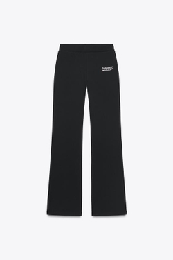 ZARA БРЮКИ FLARE ИЗ ФЛИСА, ЧЕРНЫЙ