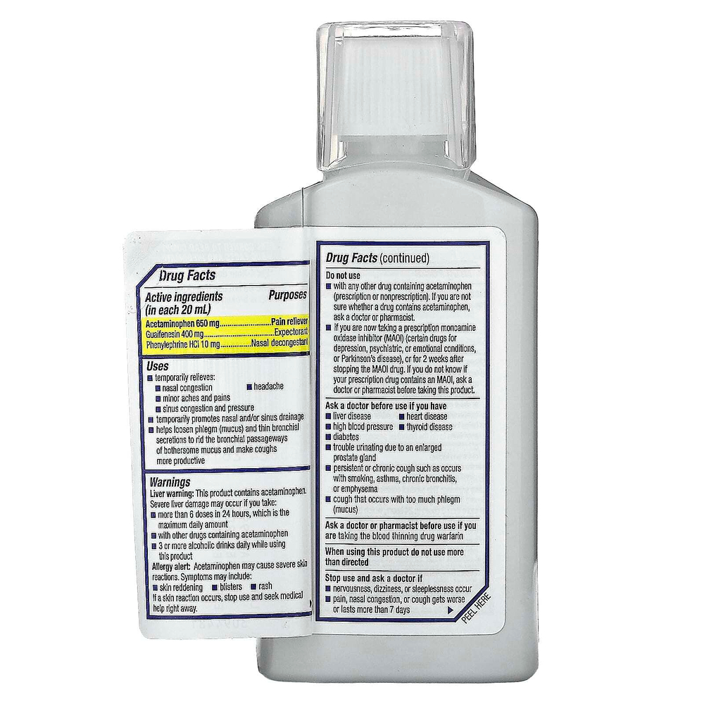 Mucinex, Sinus-Max, сильная заложенность носа и боль, для детей от 12 лет, 180 мл (6 жидк. унций)