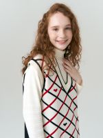 Жилетка в школу для девочки AT1011 черный-молочный