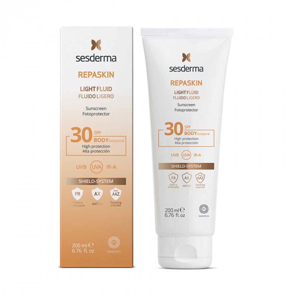 REPASKIN LIGHT FLUID Body sunscreen SPF 30 – Флюид нежный солнцезащитный  для тела СЗФ 30, 200 мл