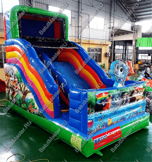 Надувная горка "Звери на пляже" 6*3.5*5 м