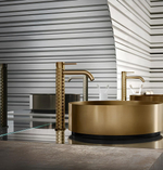 Смеситель для раковины Gessi316, высокий, с длинным изливом, без донного клапана, цвет Brass Brushed PVD