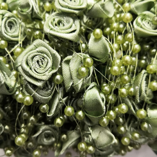 Бусы на леске с розочкой (Оливковый)