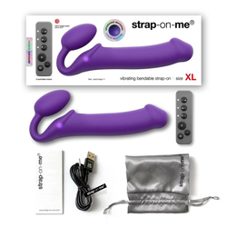 Безремневой страпон Strap-on-me с вибрацией, с 3-мя моторами, фиолетовый, XL