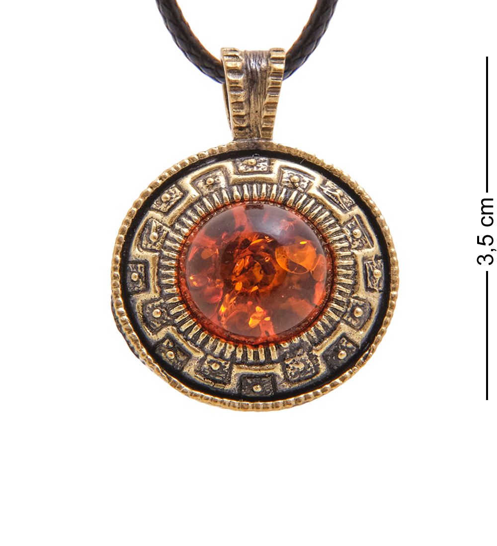 AM-3360 Подвеска «Жетон Котята инь и янь» (латунь, янтарь)