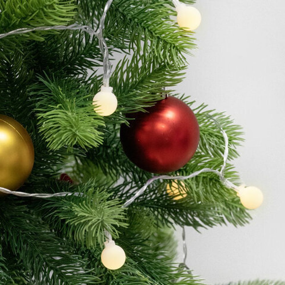 Электрогирлянда-нить комнатная "Шарики", 6 м, 40 LED, теплый белый, на батарейках, ЗОЛОТАЯ СКАЗКА, 591730