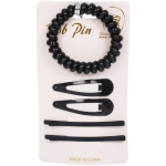 Набор аксессуаров для волос «Margo», 2 зажима, 2 невидимки, 1 резинка, цвет черный, d-5 см, 5,5*1,5 см