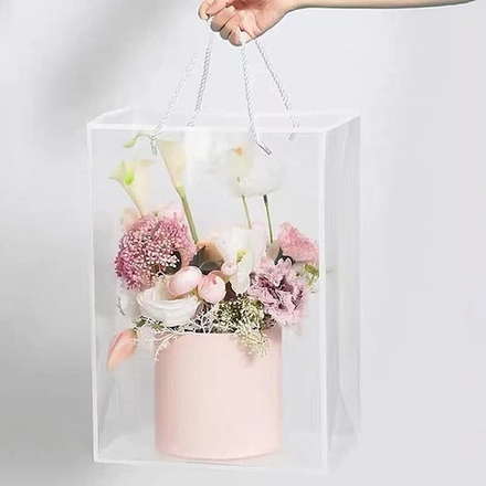 Пакет ПРОЗРАЧНЫЙ 25*15*35 с ручками контур БЕЛЫЙ 