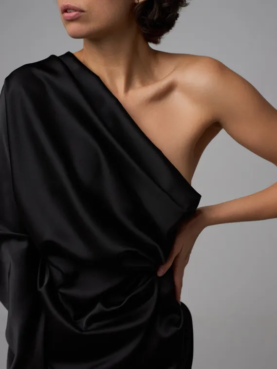 Шелк искусственный стрейч, арт. 2207, Китай, черный