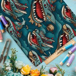 Ткань премиум шелк искусственный Армани фантазийные океанские монстры