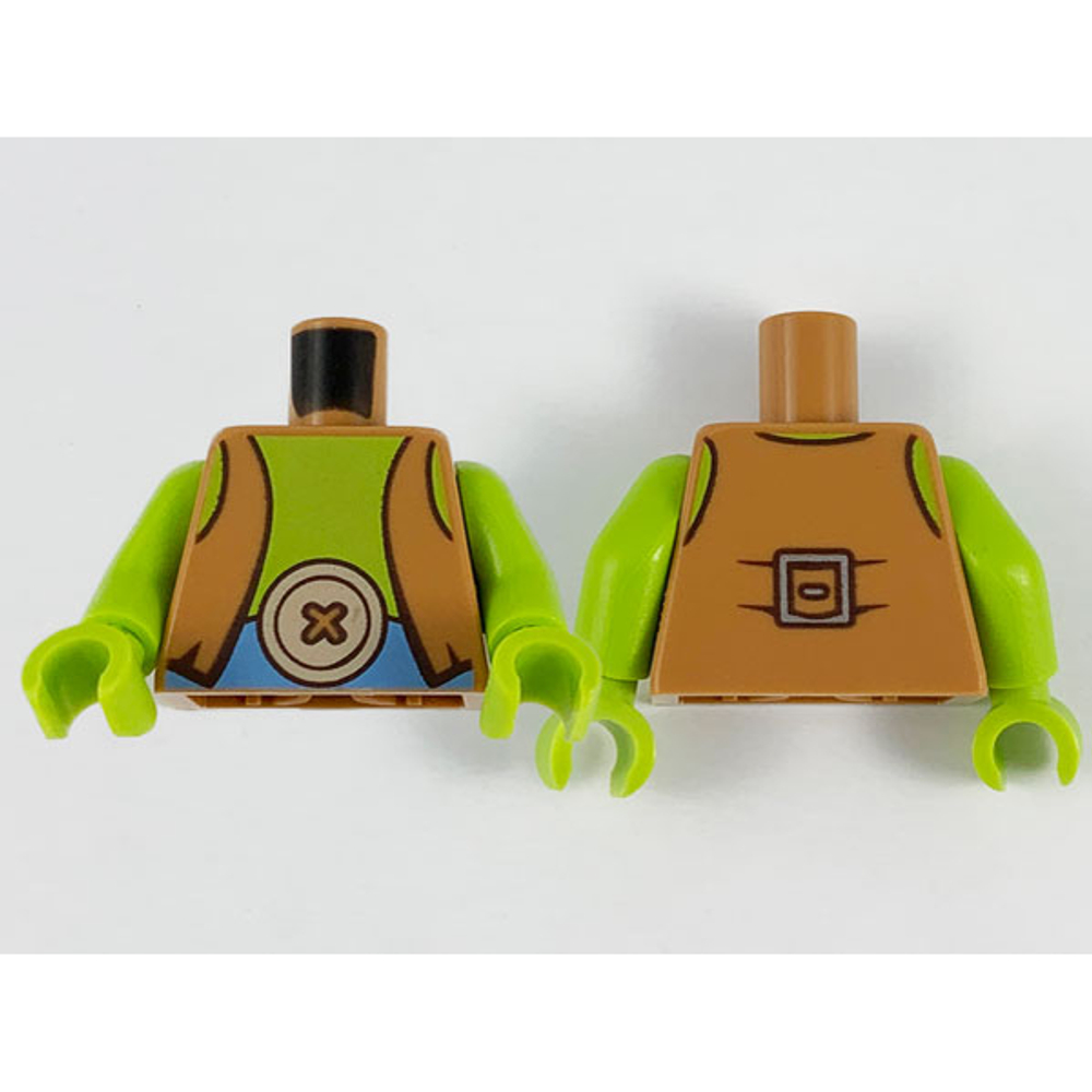 Жилет для торса, грудь цвета лайма, Пояс среднего синего цвета с крупной коричневой пряжкой на пуговицах / Руки цвета лайма / Кисти рук цвета лайма 973pb3846c01