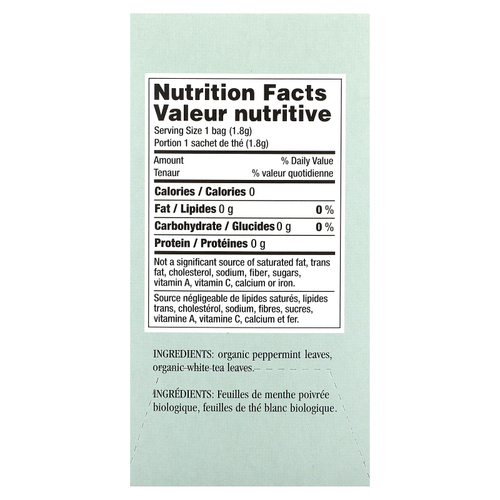 Uncle Lee's Tea, Imperial Organic, белый чай с перечной мятой, 18 чайных пакетиков, 32,4 г (1,14 унции)