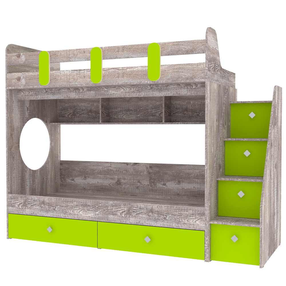 Двухъярусная кровать КарИВи Фортуна-2 Бетон Лайм