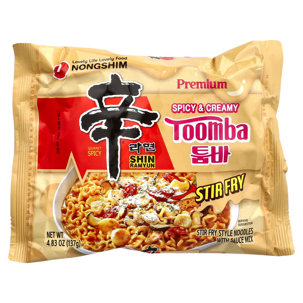 Nongshim, Премиум Shin Ramyun, тоомба, пряный и сливочный, 4 пакетика по 137 г (4,83 унции)